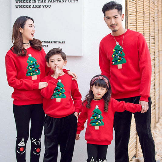 Christmas Family Matching Pajamas Winter Santa Claus Elk Print Casual Ugly Sweaters Xmas Gift Mommy and Me Hoodies Outfit