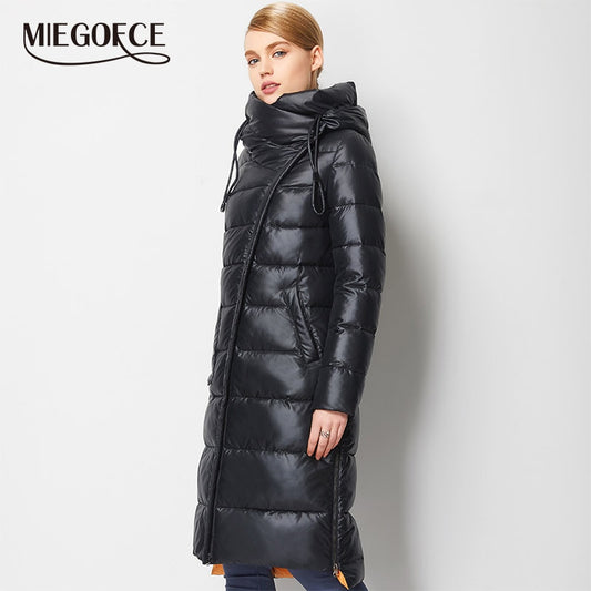 MIEGOFCE 2020 Fashionable Coat Jacket Women's Hooded Warm Parkas Bio Fluff Parka Coat Hight Quality Female New Winter Collection