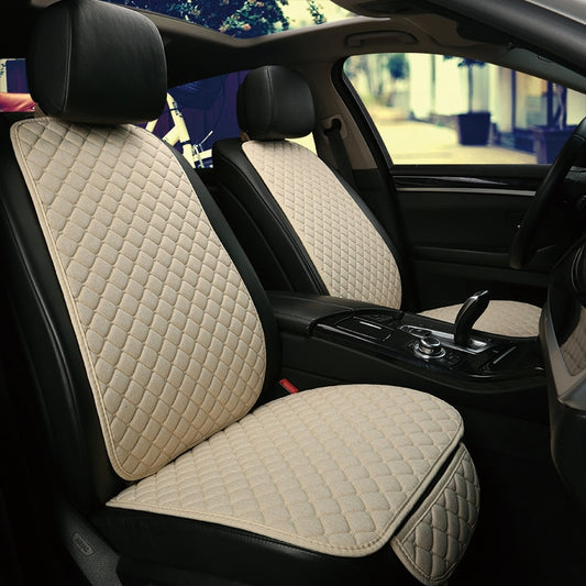 Linen Flax Car Seat Cover Protector Front Seat Back Cushion Pad Mat Auto Front Automotive interior Styling Truck SUV or Van