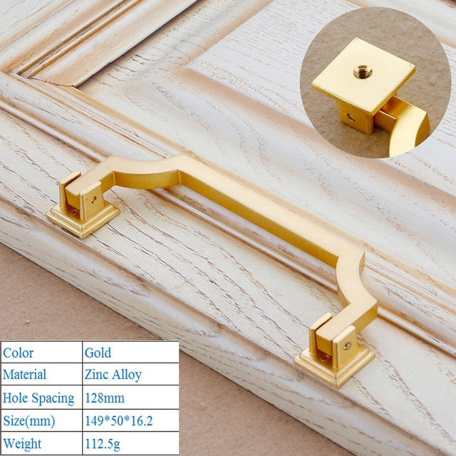 Chinese Shoe Cabinet Push Pull Door Handle Gold Imitation Copper Zinc Alloy Decorative Furniture Drawer Flush Handles