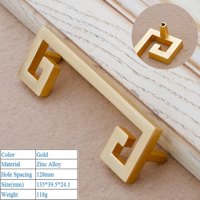 Chinese Shoe Cabinet Push Pull Door Handle Gold Imitation Copper Zinc Alloy Decorative Furniture Drawer Flush Handles