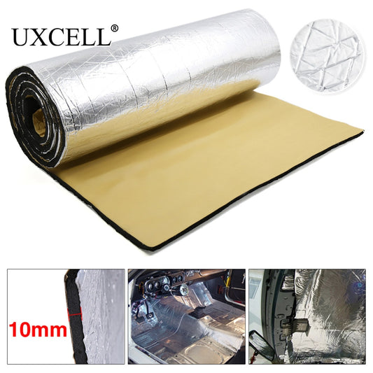 UXCELL 10mm Thick Aluminum Fiber Muffler Cotton Car Auto Fender Heat Sound Deadener Insulation Mat