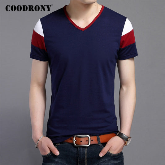 COODRONY Brand Short Sleeve T Shirt Men Streetwear Fashion Casual V-Neck T-Shirt Summer Tops Soft Cotton Tee Shirt Homme C5084S