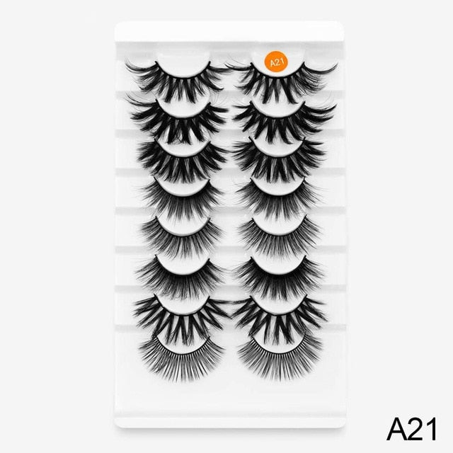SEXYSHEEP 8 Pairs Mink Lashes Faux Eyelashes Mink False Eyelashes Dramatic Volume Lashes Eyelash Extension for Makeup