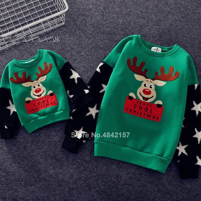 2020 Couple Family Matching Christmas Sweaters Xmas Mommy and Me Hoodies Pajamas Santa Embroidery Adult Kids Sweatshirt Gift