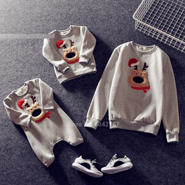 2020 Couple Family Matching Christmas Sweaters Xmas Mommy and Me Hoodies Pajamas Santa Embroidery Adult Kids Sweatshirt Gift