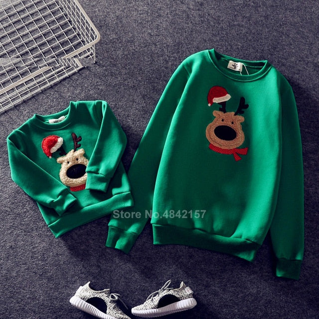 2020 Couple Family Matching Christmas Sweaters Xmas Mommy and Me Hoodies Pajamas Santa Embroidery Adult Kids Sweatshirt Gift