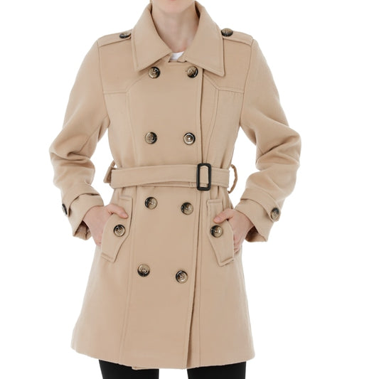 Wantdo Women Winter Trench Jacket Double Breasted Pea Coat With Belt Pockets Mid-Long Plaid Windbreaker Female Coat Outerwear