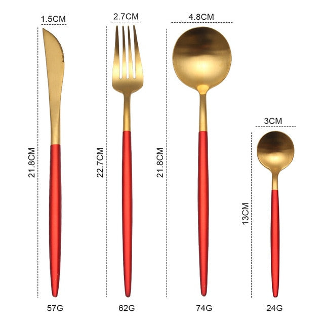 Gold Cutlery Set Forks Knives Spoons 18/10 Stainless Steel Dinner Dinnerware Set Fork Spoon Knife Chopsticks Set Dropshipping