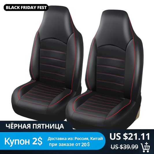 Universal PU Leather Car Front Seat Covers High Back Bucket Seat Cover Fit Most Cars, Trucks, SUVS, 2 PCS Auto Seat Covers