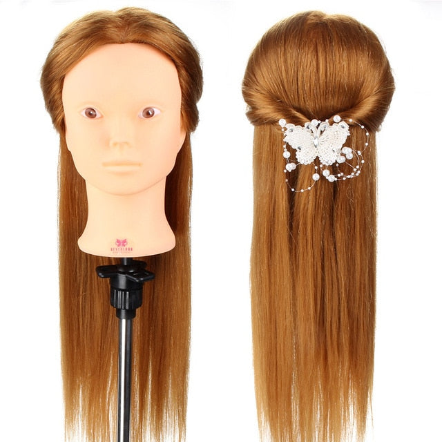 Salon Training Mannequin Head With 80% Real Hair Professional Hairdressing Dummy Doll Maniqui Heads For Hairstyles Kappershoofd