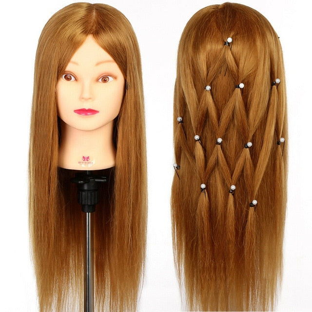 Salon Training Mannequin Head With 80% Real Hair Professional Hairdressing Dummy Doll Maniqui Heads For Hairstyles Kappershoofd
