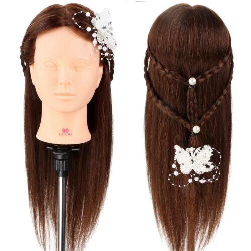 Salon Training Mannequin Head With 80% Real Hair Professional Hairdressing Dummy Doll Maniqui Heads For Hairstyles Kappershoofd