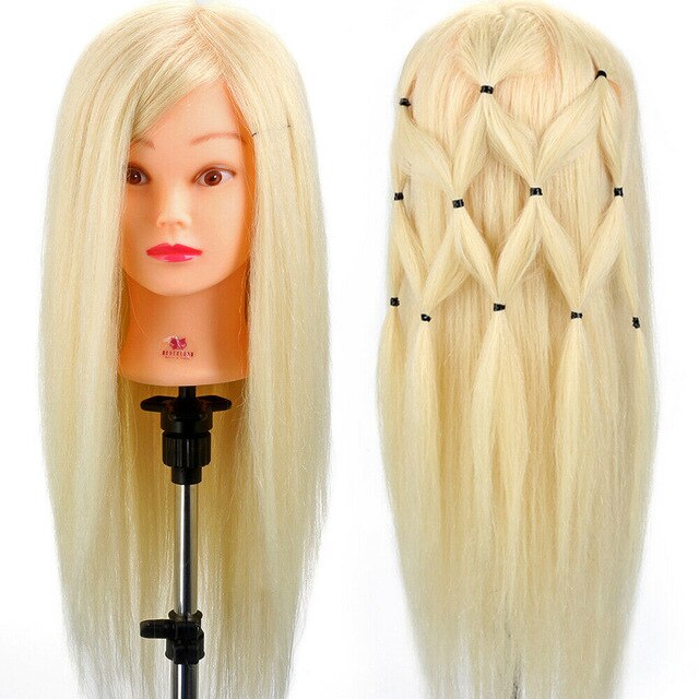 Salon Training Mannequin Head With 80% Real Hair Professional Hairdressing Dummy Doll Maniqui Heads For Hairstyles Kappershoofd