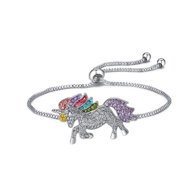 Cute Unicorn Necklace Fashion Cartoon Horse Jewelry Accessories For Girls Children Kids Women Party Animal Pendant Bracelet Set