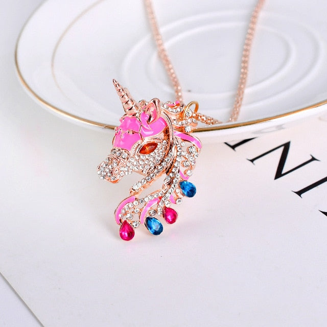 Cute Unicorn Necklace Fashion Cartoon Horse Jewelry Accessories For Girls Children Kids Women Party Animal Pendant Bracelet Set