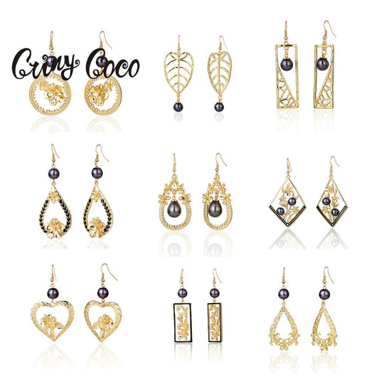 Hawaiian Pearl Leaf Long Drop Earrings Fashion Jewelry 2020 for Women Trendy Dangle Hangling Earring Earing Wholesale Price