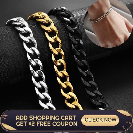 Jiayiqi 5-11 mm Men Chain Bracelet Stainless Steel Curb Cuban Link Chain Bangle for Male Women Hiphop Trendy Wrist Jewelry Gift
