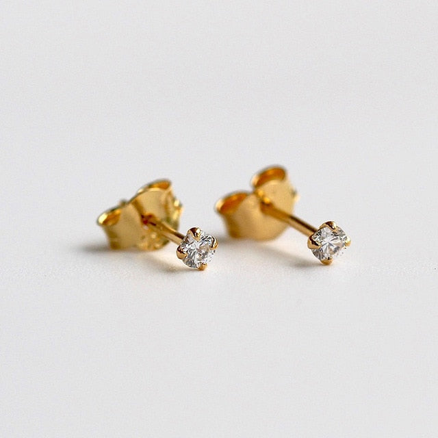 CANNER Real 925 Sterling Silver Earrings For Women Mini Four Claw Stud Earrings Zircon Diamond Korean Gold Jewelry Pendientes