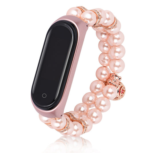 Women Beads Jewelry Bracelet for Xiaomi Mi Band 5 4 3 Watch Strap for MIband5 4 Chain Faux Pearl Luxury Wrist Belt