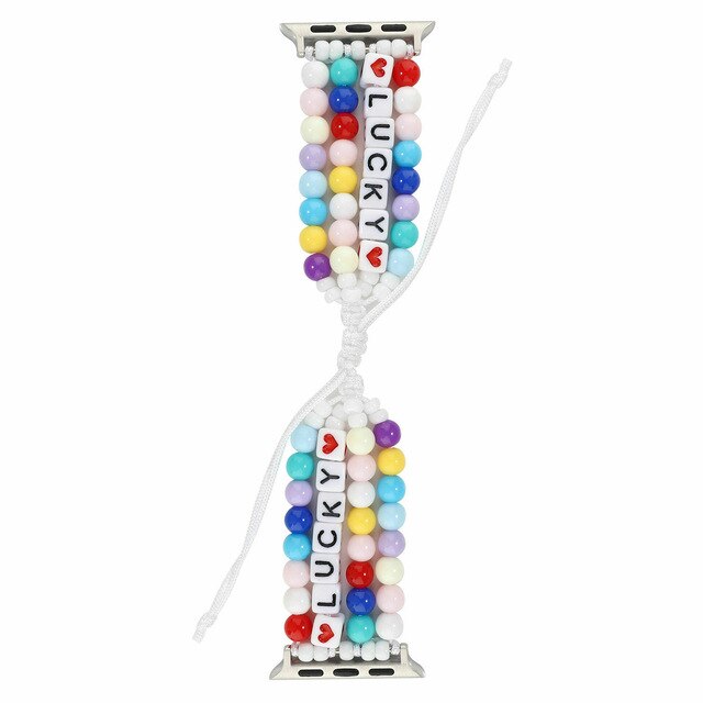 Women Jewelry Strap For Apple Watch Band Series 1 2 3 4 5 Colorful Lucky Beads Bracelet For iWatch 44mm 42mm 40mm 38mm