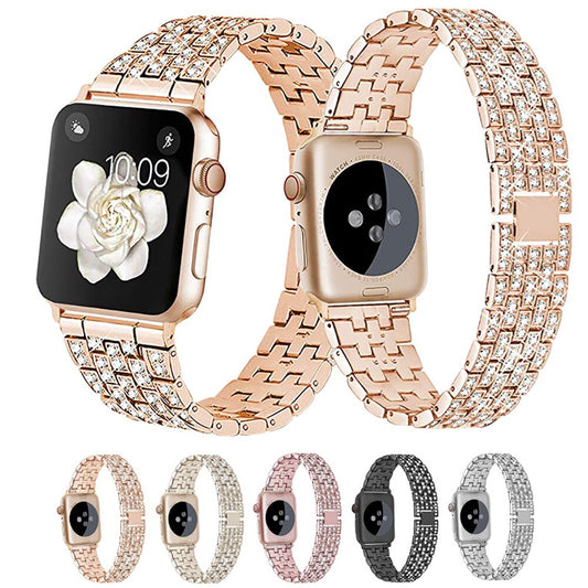 Woman Stainless Steel Inlaid Rhineston  Jewelry Bracelet For Apple Watch Band 38mm 42mm 40mm 44mm Belt For iWatch 2 3 4 5 Strap