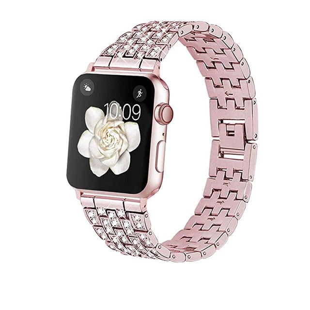Woman Stainless Steel Inlaid Rhineston  Jewelry Bracelet For Apple Watch Band 38mm 42mm 40mm 44mm Belt For iWatch 2 3 4 5 Strap