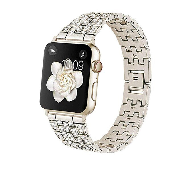 Woman Stainless Steel Inlaid Rhineston  Jewelry Bracelet For Apple Watch Band 38mm 42mm 40mm 44mm Belt For iWatch 2 3 4 5 Strap