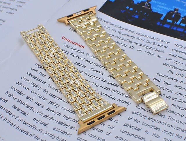 Woman Stainless Steel Inlaid Rhineston  Jewelry Bracelet For Apple Watch Band 38mm 42mm 40mm 44mm Belt For iWatch 2 3 4 5 Strap