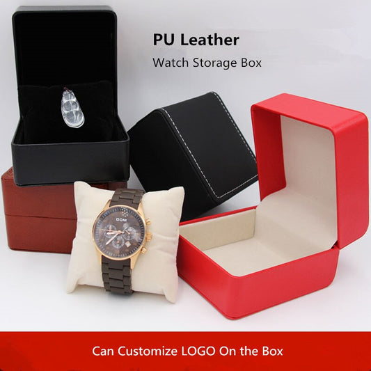 Wholesale PU Leather Watch Storage Box Black Single Mechanical Watch Package Case Jewelry Women Gift Follow Boxes W053