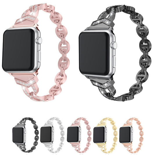 Stainless Steel Watchband Jewelry Bracelet for iWatch Apple Watch 38mm 40mm 42mm 44mm Series 1 2 3 4 5 Band Women Strap