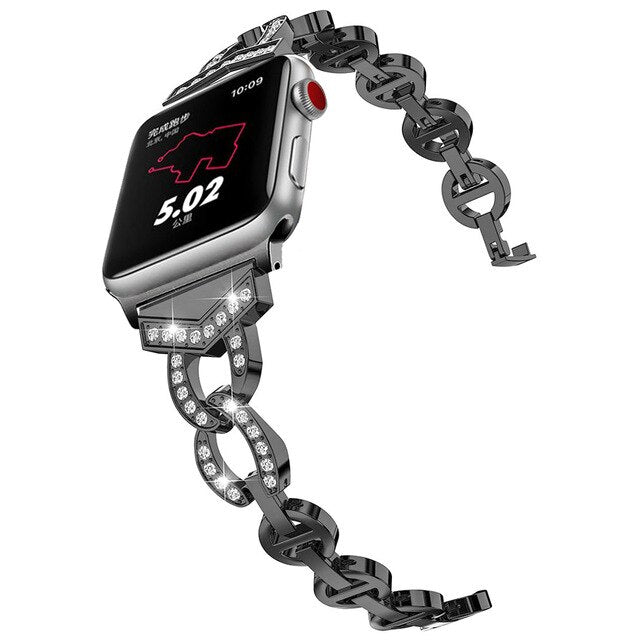 Stainless Steel Watchband Jewelry Bracelet for iWatch Apple Watch 38mm 40mm 42mm 44mm Series 1 2 3 4 5 Band Women Strap