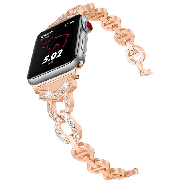 Stainless Steel Watchband Jewelry Bracelet for iWatch Apple Watch 38mm 40mm 42mm 44mm Series 1 2 3 4 5 Band Women Strap