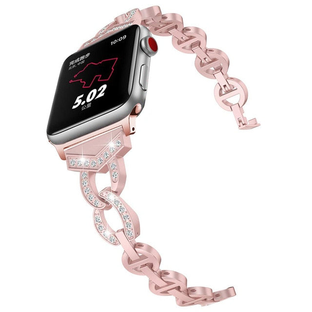 Stainless Steel Watchband Jewelry Bracelet for iWatch Apple Watch 38mm 40mm 42mm 44mm Series 1 2 3 4 5 Band Women Strap