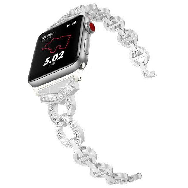 Stainless Steel Watchband Jewelry Bracelet for iWatch Apple Watch 38mm 40mm 42mm 44mm Series 1 2 3 4 5 Band Women Strap