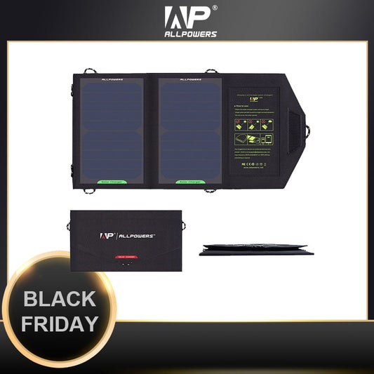 ALLPOWERS Solar Panel 10W 5V Solar Charger Portable Solar Battery Chargers Charging for Phone for Hiking  Camping Outdoors