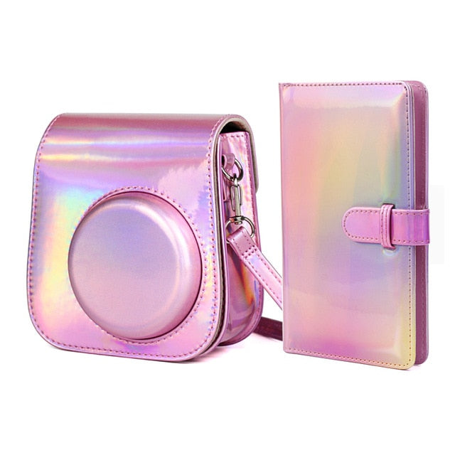 For Fujifilm Instax Mini 11 Camera PU Leather Case Bag Shoulder Strap Carrying Instax Mini Bags + 96 Pockets Album