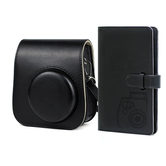 For Fujifilm Instax Mini 11 Camera PU Leather Case Bag Shoulder Strap Carrying Instax Mini Bags + 96 Pockets Album