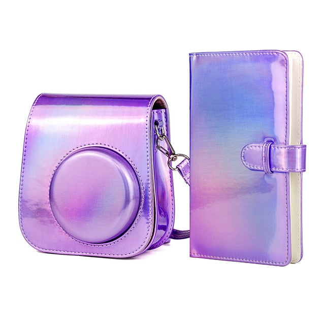 For Fujifilm Instax Mini 11 Camera PU Leather Case Bag Shoulder Strap Carrying Instax Mini Bags + 96 Pockets Album