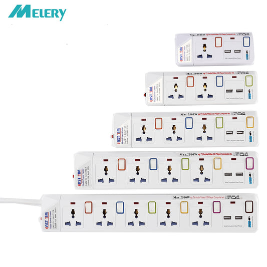 Power Strip 1/2/3/4/5 Way AC Universal Outlets Plug Socket with USB Individually Switch Extension Cord Surge/Overload Protection