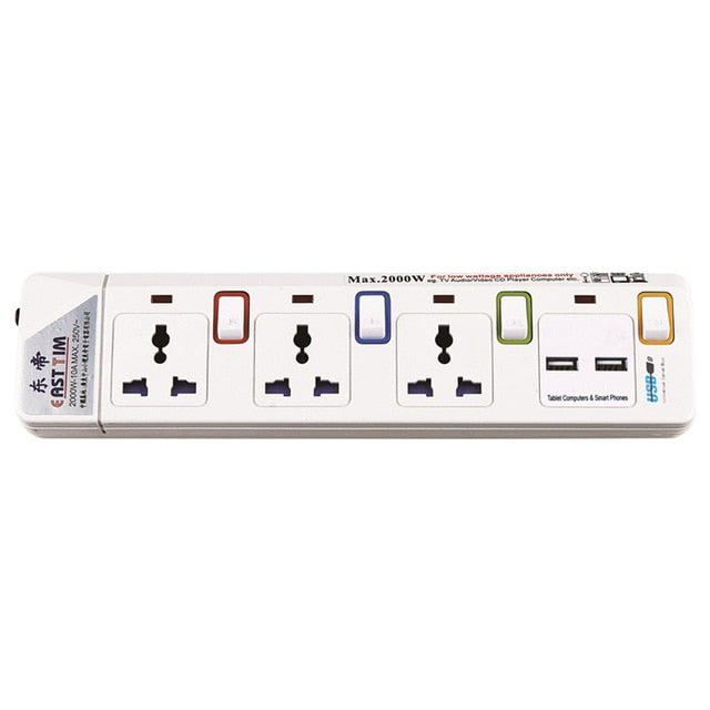 Power Strip 1/2/3/4/5 Way AC Universal Outlets Plug Socket with USB Individually Switch Extension Cord Surge/Overload Protection