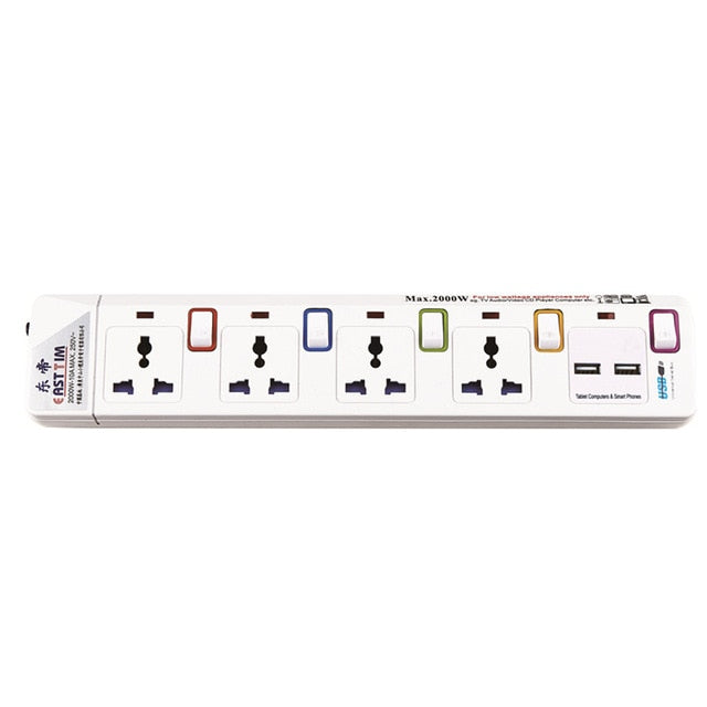 Power Strip 1/2/3/4/5 Way AC Universal Outlets Plug Socket with USB Individually Switch Extension Cord Surge/Overload Protection