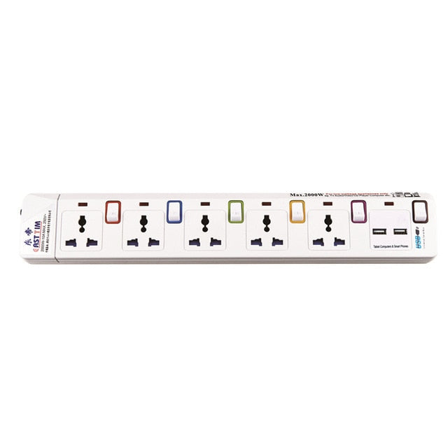 Power Strip 1/2/3/4/5 Way AC Universal Outlets Plug Socket with USB Individually Switch Extension Cord Surge/Overload Protection