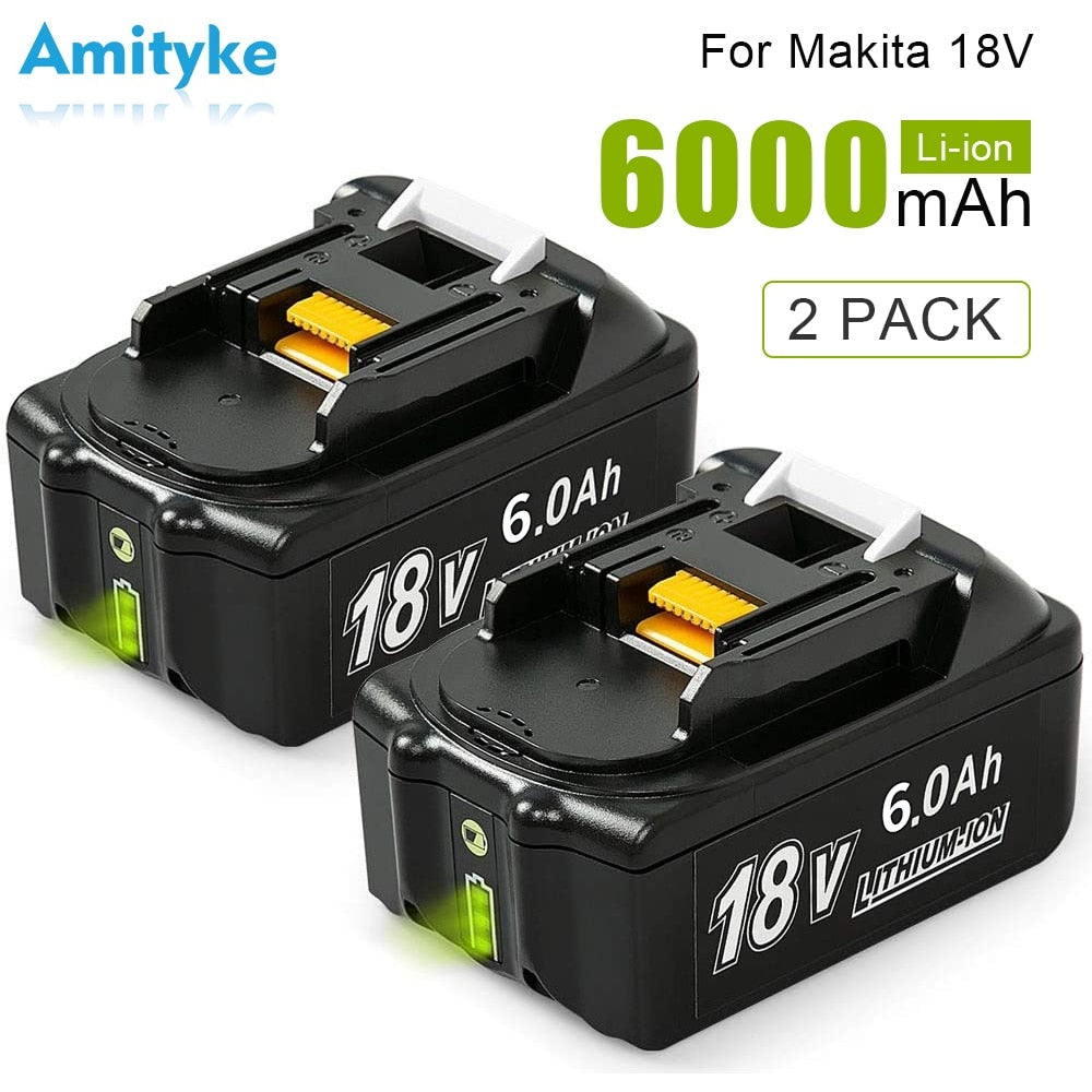2 Pack 18v 6.0Ah BL1860B Lithium Batteries Replace for Makita Battery BL1860 BL1850 BL1840 BL1830 LXT-400 Power Tools with LED