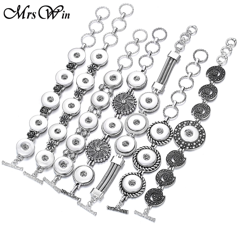New Snap Jewelry Vintage18mm Metal Snap Button Bracelet Bohemian Watches Women Jewelry Pulseras Button Bracelet