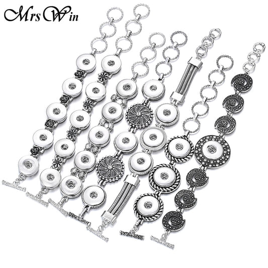 New Snap Jewelry Vintage18mm Metal Snap Button Bracelet Bohemian Watches Women Jewelry Pulseras Button Bracelet