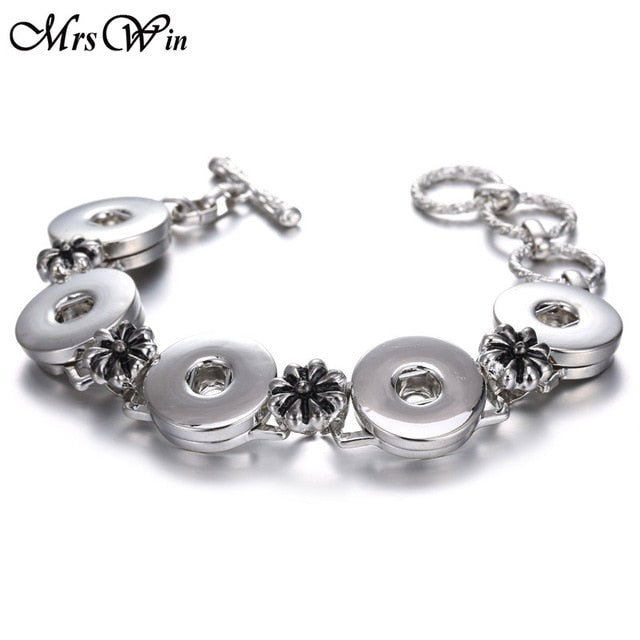 New Snap Jewelry Vintage18mm Metal Snap Button Bracelet Bohemian Watches Women Jewelry Pulseras Button Bracelet