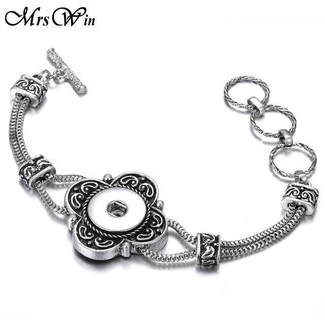 New Snap Jewelry Vintage18mm Metal Snap Button Bracelet Bohemian Watches Women Jewelry Pulseras Button Bracelet