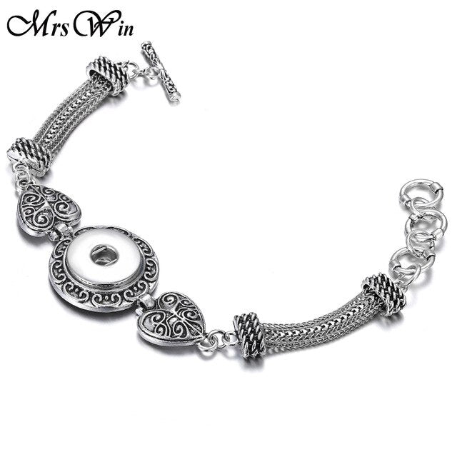 New Snap Jewelry Vintage18mm Metal Snap Button Bracelet Bohemian Watches Women Jewelry Pulseras Button Bracelet