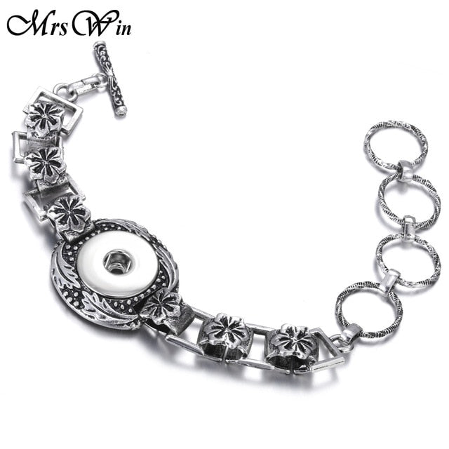 New Snap Jewelry Vintage18mm Metal Snap Button Bracelet Bohemian Watches Women Jewelry Pulseras Button Bracelet